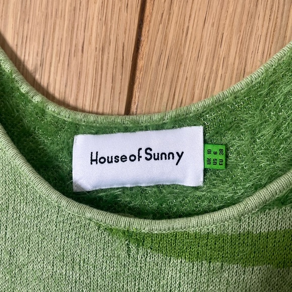 Size 10 House of Sunny green abstract knit dress - Picture 4 of 5